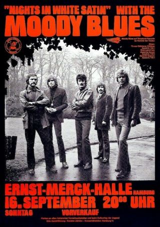Moody Blues " Nights In White Satin " Hamburg Poster Rare