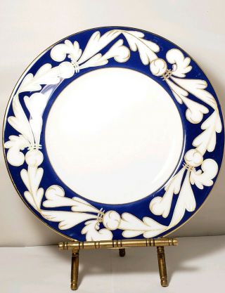Wedgwood Coronation Plate Blue With Gold Edged Plumes Vintage Wh3591