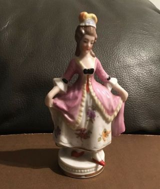Vintage Capodimonte Porcelain Figurine Lady In Pink