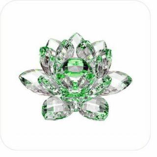 5 " Green Hue Reflection Crystal Lotus Flower Feng Shui Home Decor With Gift Box