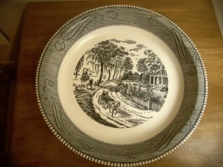 Royal China Currier & Ives Home On The Mississippi 10 " Pie Baker Plate Blue