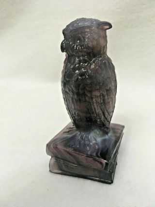 Degenhart Purple Slag Owl on Books Figurine Paperweight 2