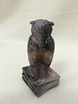Degenhart Purple Slag Owl on Books Figurine Paperweight 4