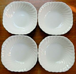 4 Johnson Brothers White Regency 6 " Square Cereal Bowls Ironstone England Good