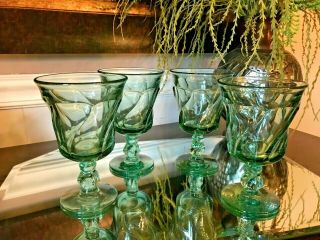 4 Fostoria " Jamestown " Green 6 Inch Glass Goblets 60 