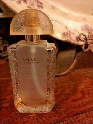 Lalique Parfum Frosted Glass Flowers Perfume Bottle Vintage 90s France
