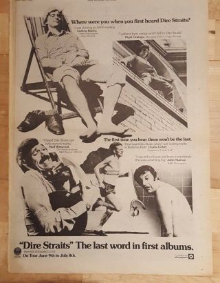 Dire Straits 1978 Press Advert Full Page 28 X 39 Cm Poster