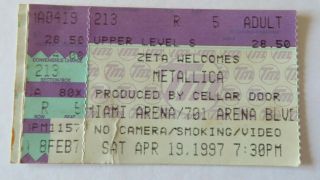 Metallica Poor Touring Me Tour Ticket Stub April 19 1997 Miami Arena Fl 2535