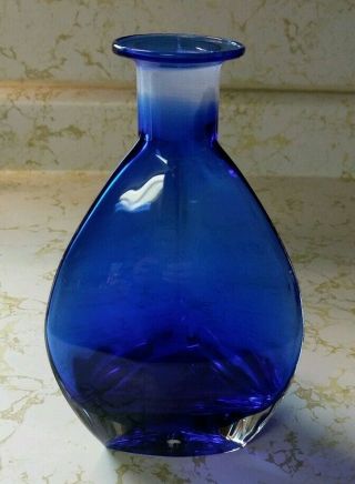 Cobalt Blue Glass Bottle/vase - Unique Design Shape