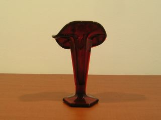 WESTMORELAND Ruby Red Jack in the Pulpit Bud Vase with Painted Flowers - 6 1/2 