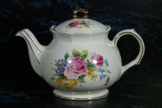 Vintage Sadler Roses Teapot With Gold Trims