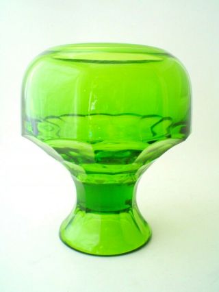 Vintage Mid Century Lime Green Viking Art Glass Georgian 6 " Heavy Candle Glimmer