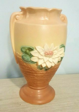 Vintage Hull Pottery L - 12 - 10 - 1/2 " Vase Urn Magnolia Tan Brown