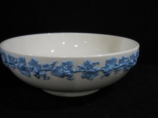 Wedgwood Queensware Embossed Blue On White Round Vegetable Serving Bowl
