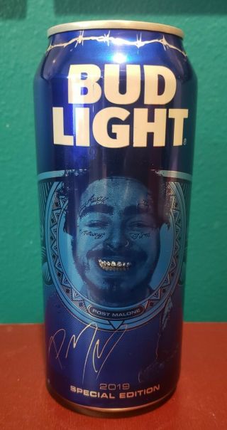 Post Malone Exclusive Bud Light Can Empty Closed Tab Drained From Bottom Have 5