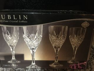 Godinger Cut Crystal Shannon Dublin Czech Water Wine Goblets Stem Glasses