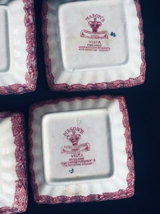 Vintage Mason`s Pink Vista Set of 4,  Square 4 1/4 