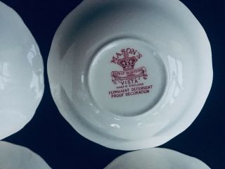 Vintage Mason`s Pink Vista Set of 4,  Coupe Cereal Bowls,  6 1/4 