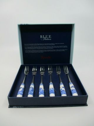 Spode Blue Italian Set Of 6 Pastry Forks - 25c