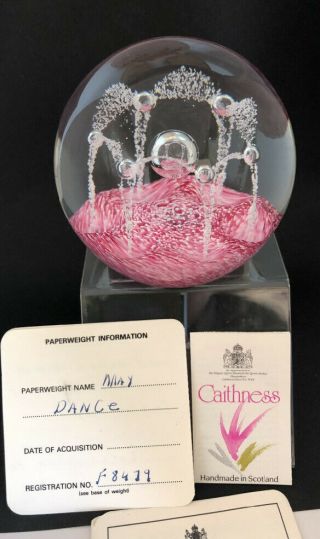Caithness Scotland Art Glass Paperweight PINK MAY DANCE F8479 w 3