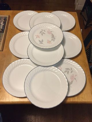 10 Corelle Pink Trio Luncheon Plates 9 "