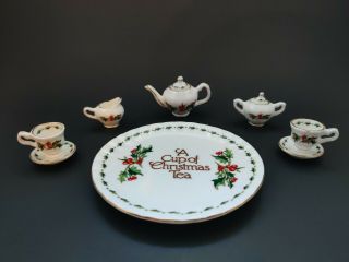 Collectible Miniature 10 Pc Tea Set A Cup Of Christmas Tea Waldman Ct133