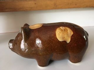 Antique Vintage Bennington Pottery Art Glass Bank Piggy Pig
