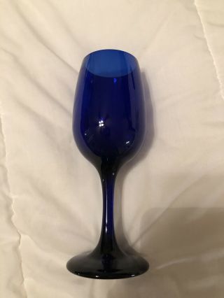 (8) Cobalt Blue Stemmed Wine Glasses Set Of Eight
