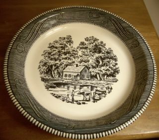 Royal China Currier & Ives Return From Pasture 10 " Pie Baker Plate Blue