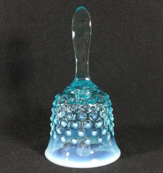 Vintage Fenton Blue Opalescent Hobnail Glass Bell Usa