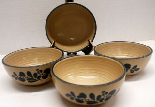 Pfaltzgraff “folk Art” Stoneware Set Of 4 Soup/cereal Bowls - Usa Backstamp