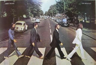Beatles " Abbey Road - Classic Shot Of Group Walking Across The Street " Poster
