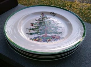 Set Of 4 Spode Christmas Tree Dinner Plates Nwt