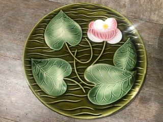 MAJOLICA PLATE SARREGUEMINES FRANCE WATER LILY 5