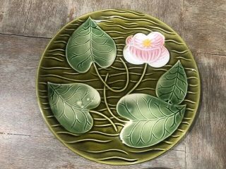 MAJOLICA PLATE SARREGUEMINES FRANCE WATER LILY 6