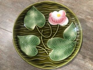 MAJOLICA PLATE SARREGUEMINES FRANCE WATER LILY 7
