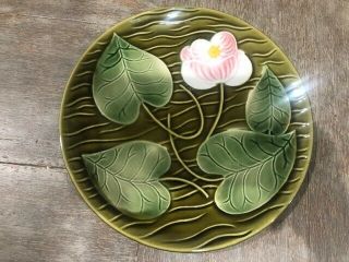 MAJOLICA PLATE SARREGUEMINES FRANCE WATER LILY 8