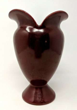 Vintage Red Wing Pottery Tulip Flower Vase Dark Red Glaze 8 " 1002 Usa 1940s
