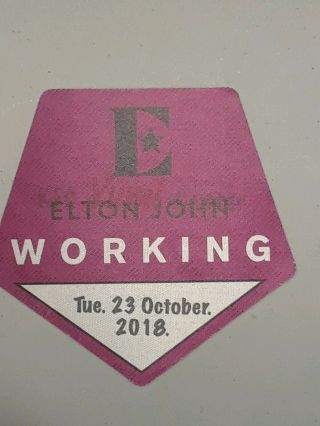 Elton John 2018 Tour Backstage Pass Unpeeled Rare
