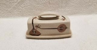 Vintage Red Wing Lute Song 1/4 Lb Covered Butter Dish Musical Instruments