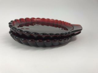 Set (2) Anchor Hocking Fire King Royal Ruby Red Shell Shaped Snack Dessert Dishes