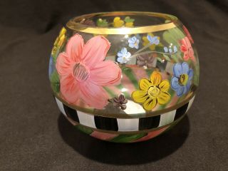 Mackenzie Childs Flower Market Globe Round Vase Gold 4 " H Hand Painted