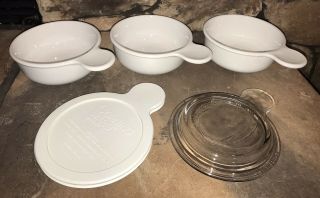 3 Corning Ware Grab - It Bowls 1 Glass/1 Plastic Lid P - 150 - B & P - 150 - C 1 2 Use