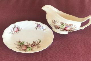 Johnson Brothers England Harvest Time Gravy Boat With Under Plate