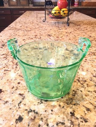 Green Vintage Ice Bucket Glass Depression Glass