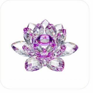 5 " Purple Hue Reflection Crystal Lotus Flower Fengshui Home Decor With Gift Box