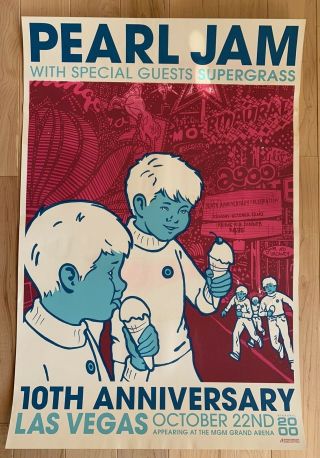 Pearl Jam 2000 Ames Bros Tour Poster Las Vegas 10/22/00 10th