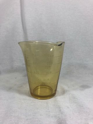 Vintage Depression Yellow Glass Measuring Cup 3 Spout No Handle