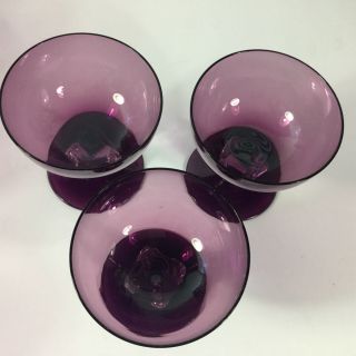 3 Bryce Aquarius Amethyst Purple Sherbert Champagne Crystal Stemware Vintage EUC 3