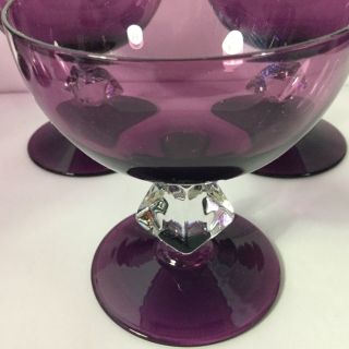 3 Bryce Aquarius Amethyst Purple Sherbert Champagne Crystal Stemware Vintage EUC 4